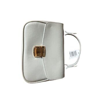 Taupe faux leather purse with strap for crossbody